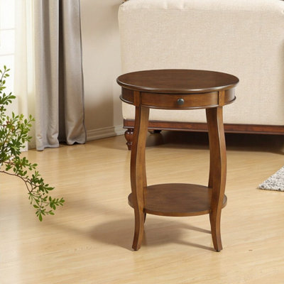 Table d'appoint ronde avec plateau et tiroir