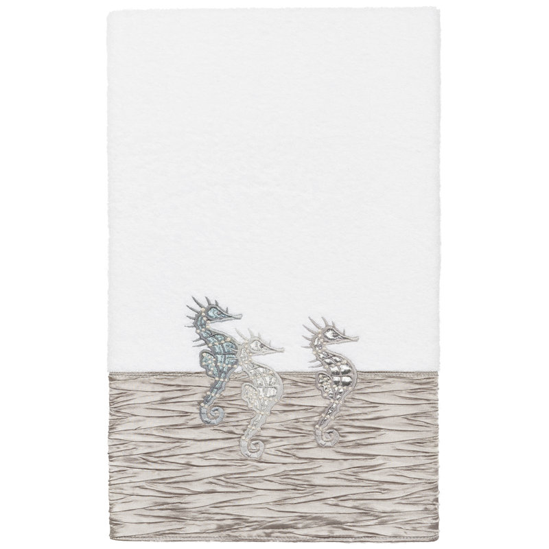 Ensemble de serviettes en coton Sofia, Blanc / Gris, Ensemble 3 serviettes de bain