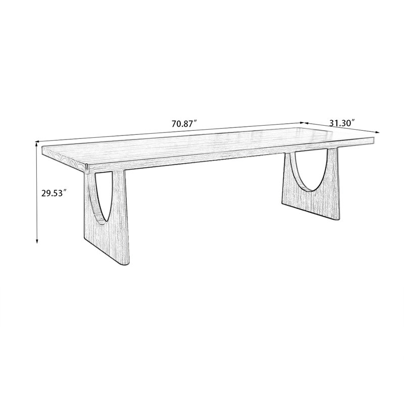 Brown Rectangular Solid Wood Dining Table, 29.53" H x 70.87" L x 31.3" W