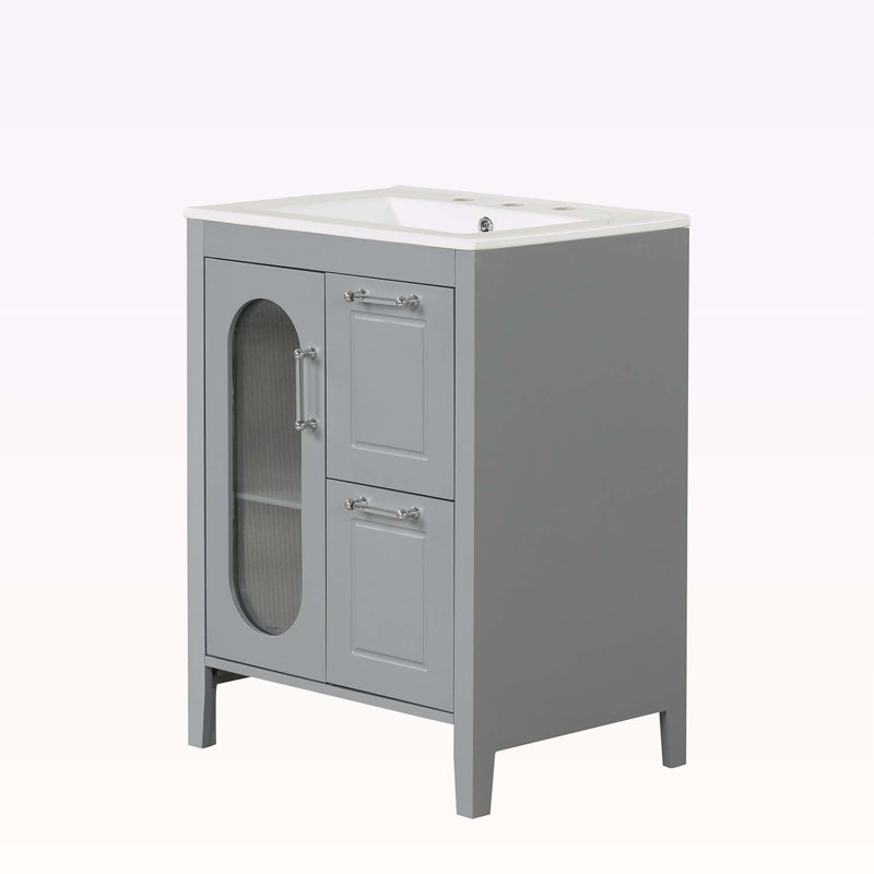 Meuble-lavabo 24 po avec lavabo, Gris