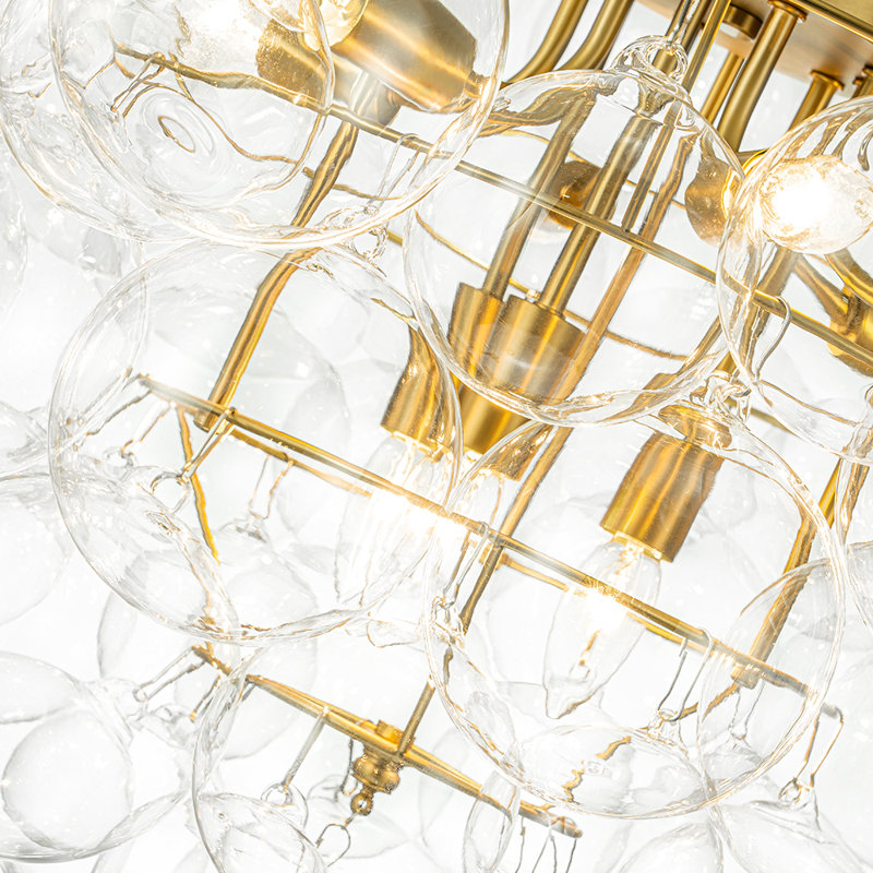 9 - Light Cluster Chandelier with Glass Accents