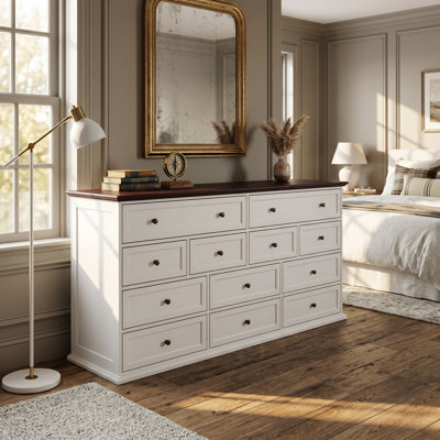 12-Drawer Dresser 60.9" Wide – Vintage Pulls, Anti-Tip