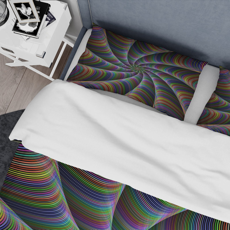 Ensemble de housse de couette Spiral Bright Fractal Geometric X - Microfibre polyester