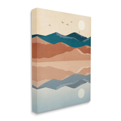«Birds Flying Over Mountain Peaks Lake Reflection» par JJ Design House LLC - impression
