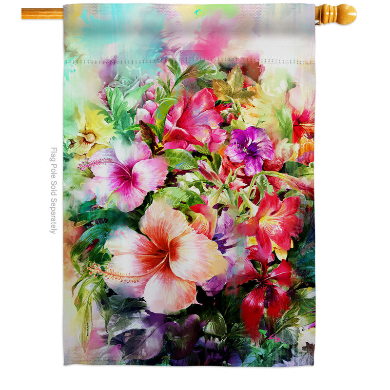 Drapeau de maison 40 po x 28 po Hibiscus Bright