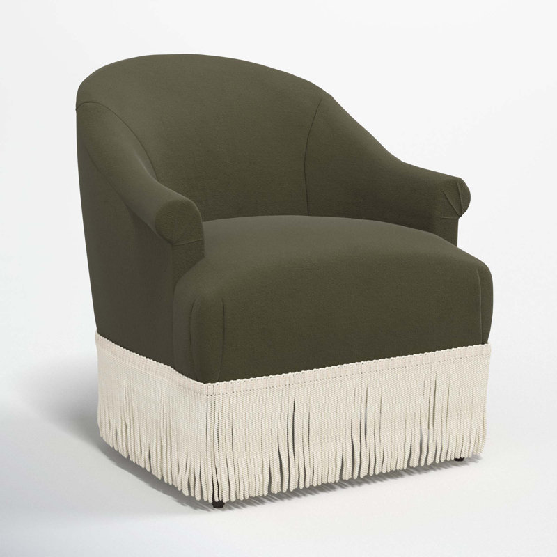 Fauteuil à oreilles Callie, Velours classique Loden, Ivoire