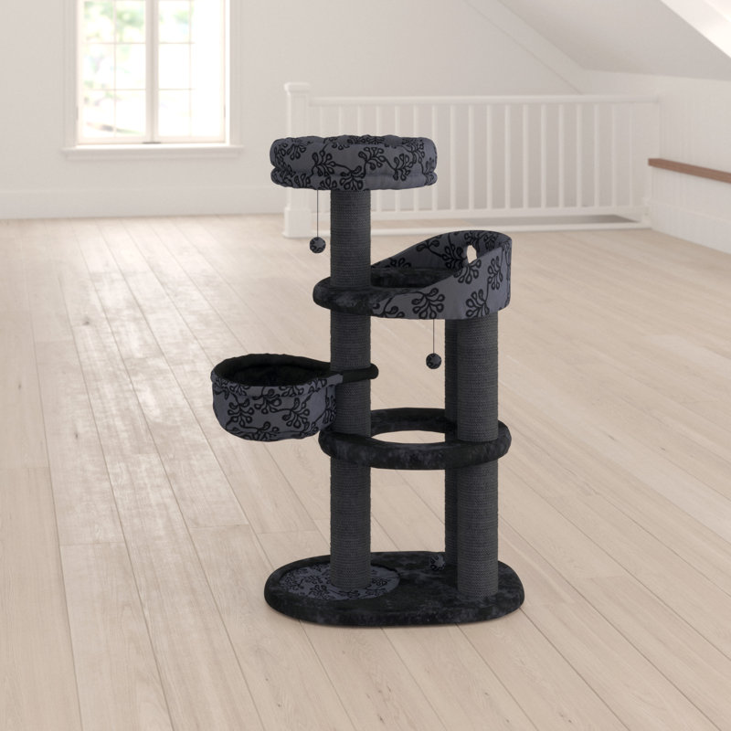 TRIXIE Filippo 45" Cat Tree with Sisal Scratching Posts, Plush-Covered Condo, Hammock, Platforms, Cat Toys