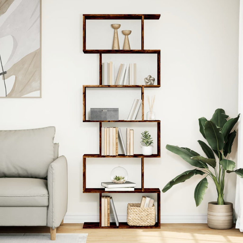 Sekai 70cm W Bookcase, Smoked Oak, (6 Shelves) 193cm H x 70cm W x 24cm D