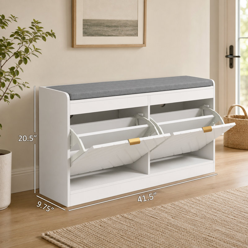 Banc à chaussures étroit et rembourré pour vestibule, couloir et vestibule