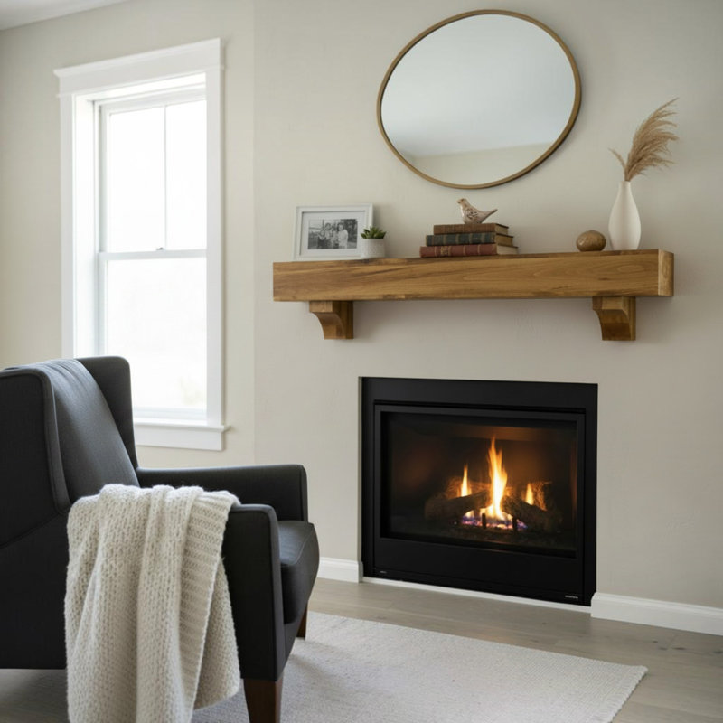 Tablette de cheminée Dulcia, Chêne doré, H 6,5 po x l 48 po x P 8 po