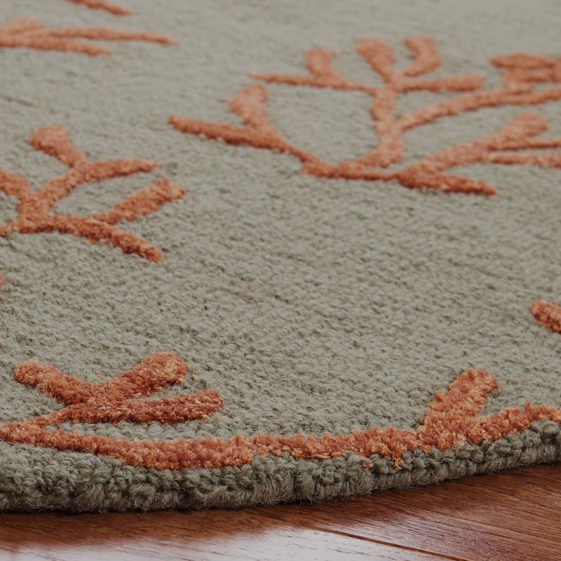 McKittrick Hand Tufted Wool Floral Rug, Round 6'