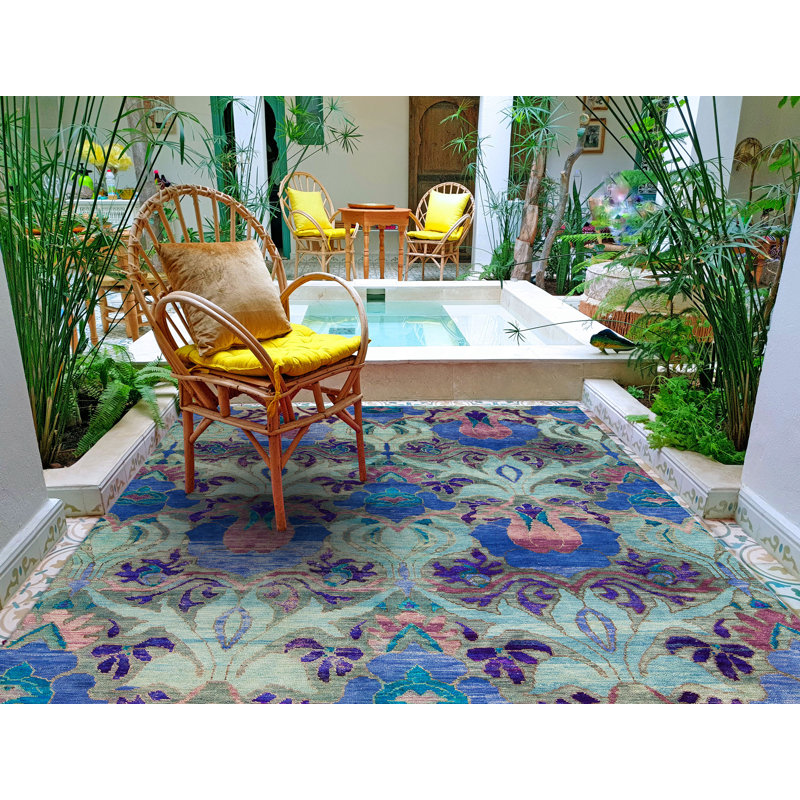 Seville Hand Knotted Area Rug in Blue/Violet/Green/Purple
