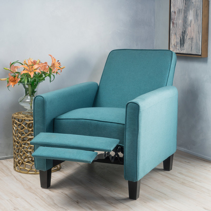 Licause 27" Wide Faux Leather Manual Club Recliner, Teal Fabric