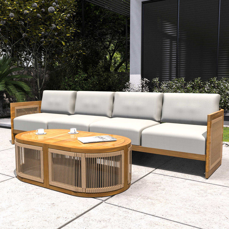 Ensemble de conversation de patio pour 4 personnes avec coussins Acacia
