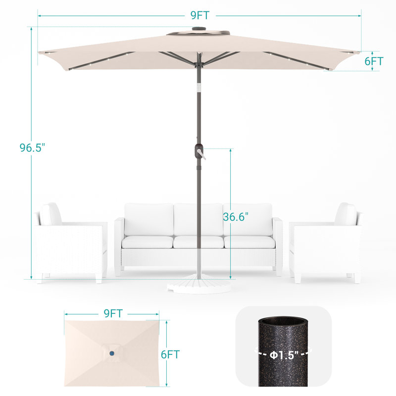 Parasol de marché Sabree 72 x 108, Jaune
