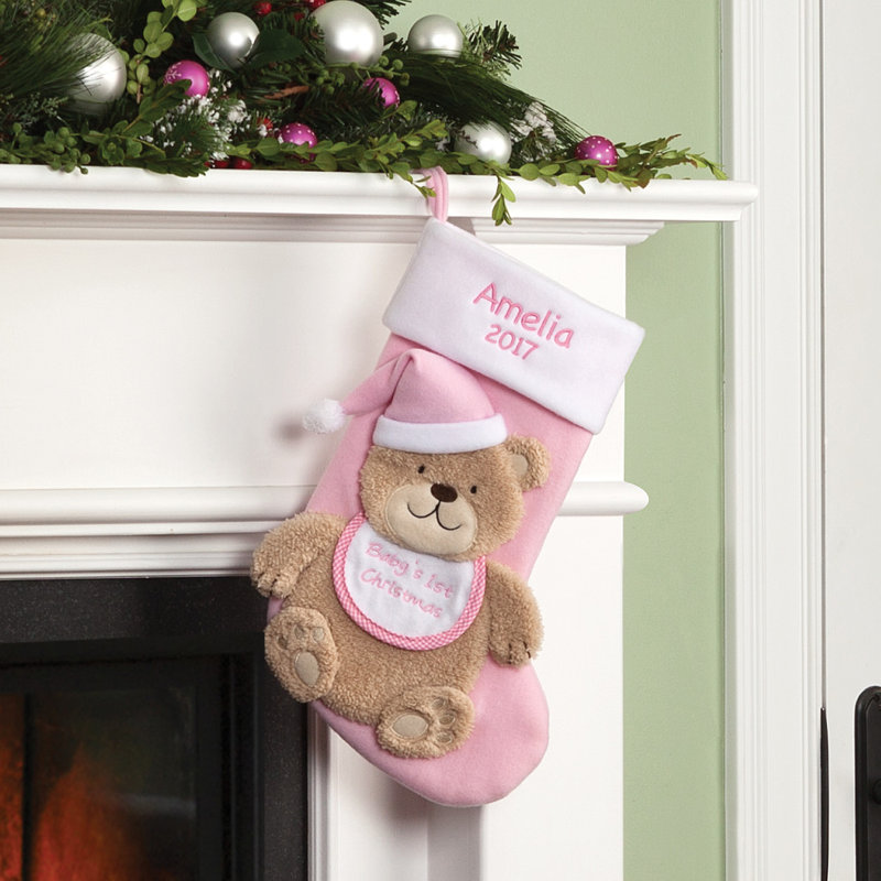 Bas de Noël personnalisé Baby Girl Bear, Oui