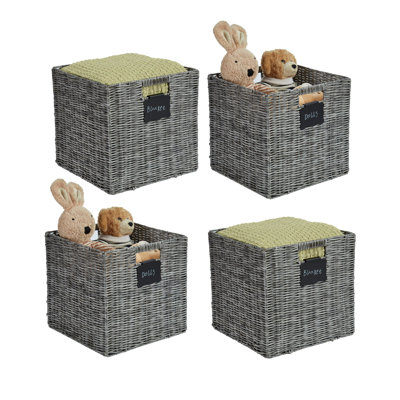 Foldable Plastic Wicker Basket Set