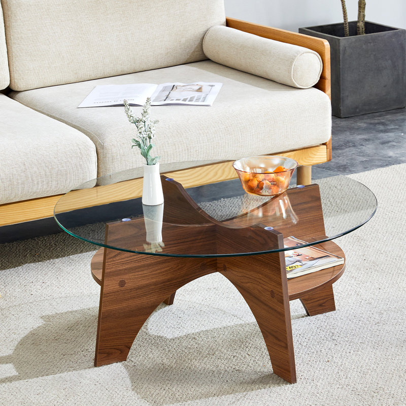 Table basse en verre, Bois brun