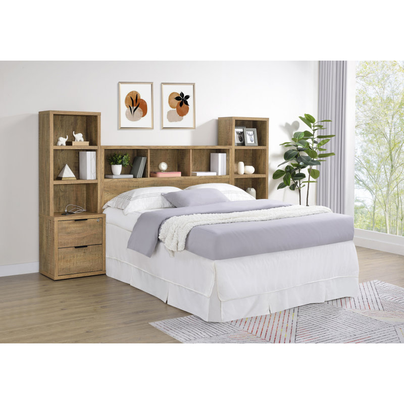Ensemble de chambre avec grand lit 3 pièces Geary Mango, Bois, Grand lit