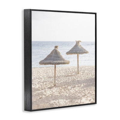 Straw Umbrellas on Beach Framed Giclee, design by Sisi and Seb