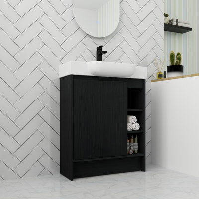 Bathroom Vanity With Sink In 28 Inch, Freestanding Bathroom Vanity With Soft Close Door