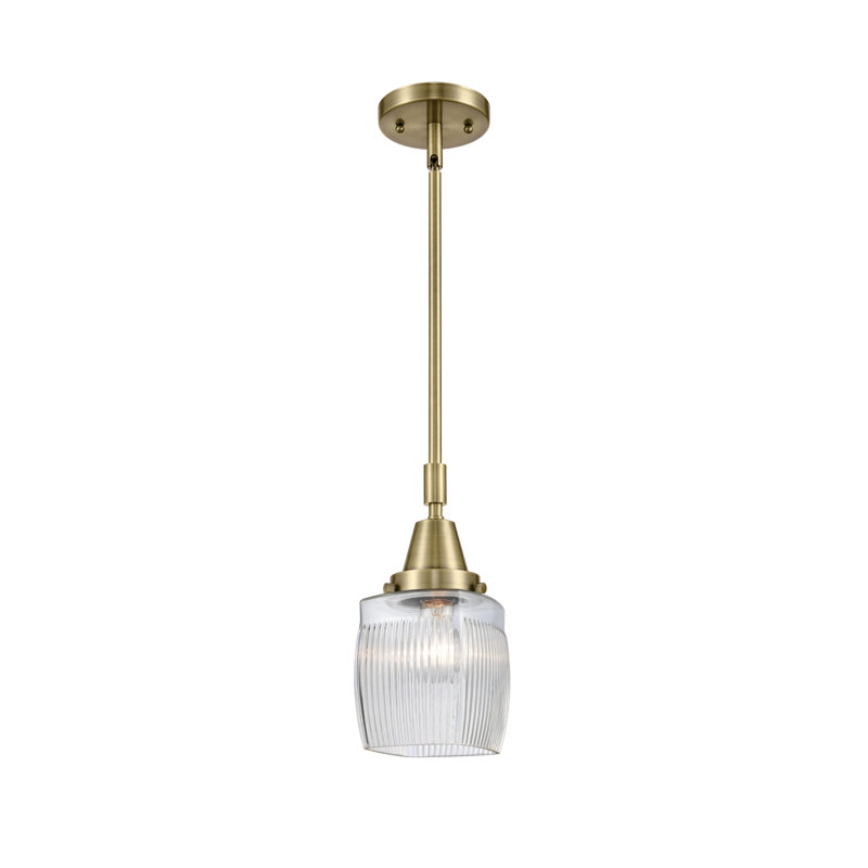 Luminaire suspendu rectangulaire simple à 1 lumière Mireya, Laiton antique, Ampoule non incluse