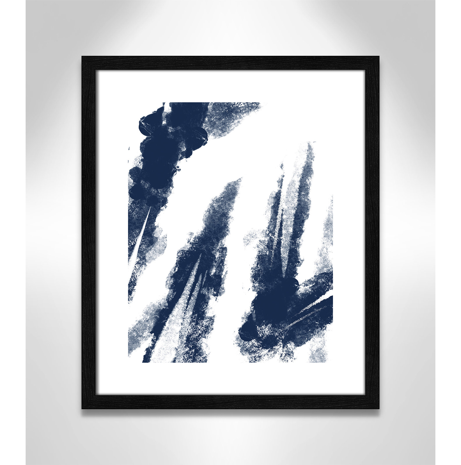 Ferne "Navy Striking Seams 2" Print, 19" H x 16" W x 0.75" D, Black Wood Framed Paper