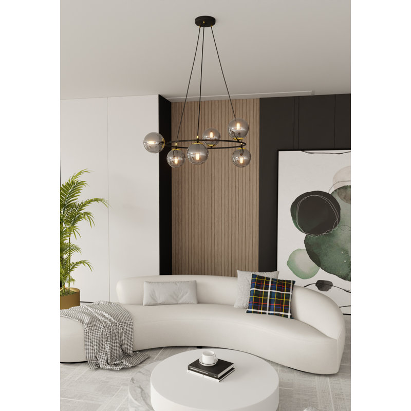 Odin 6 - Light Waggon Wheel Chandelier, Graphite