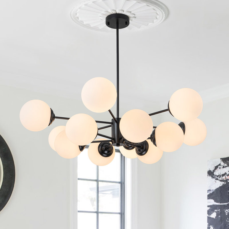 Buchholtz 90cm Modern Opal Glass Bubble Sputnik Chandelier , 12