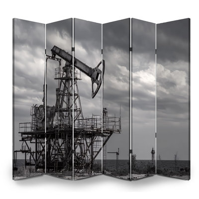 Paravent pliant à 6 panneaux, séparation de pièce, décor Royal Oilfield au coucher du soleil, cloison de protection autoportante, séparation d'intimité.