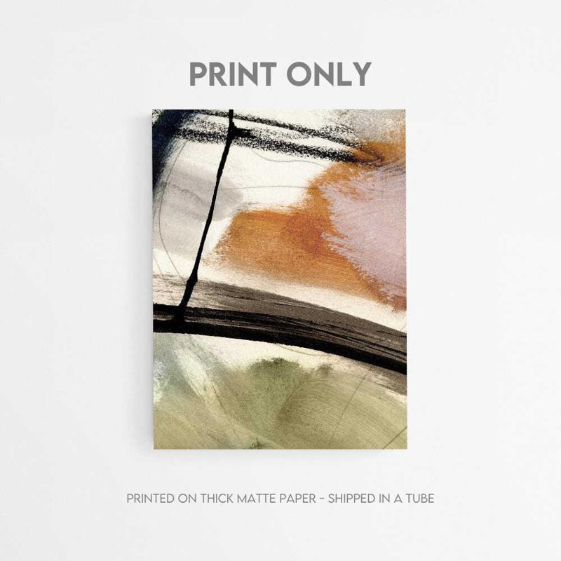 Light No2 Art Print: Modern Abstract Brush Strokes, H 16 po x l 12 po, Framed Print with Mat, Brun