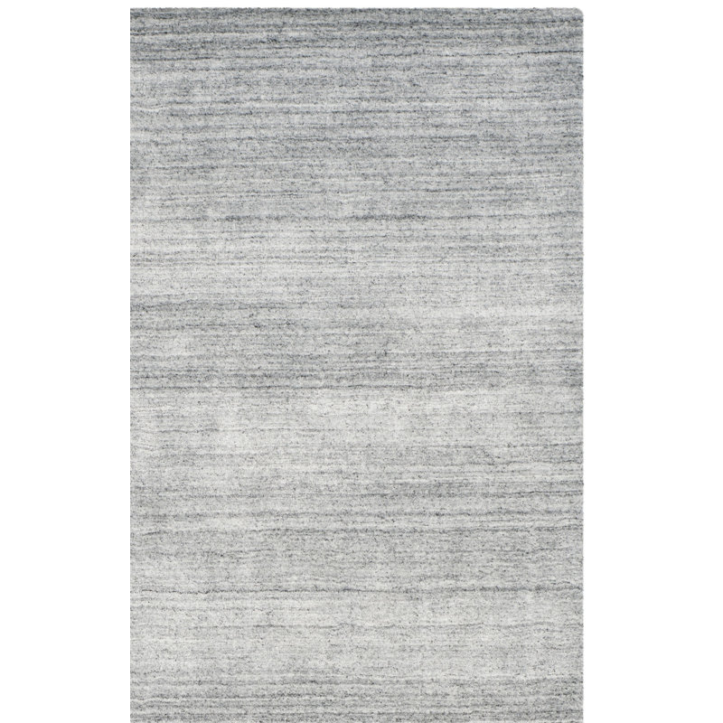 Tapis cendré tissé à la main à plat Fabian, Rectangle 6 pi x 9 pi