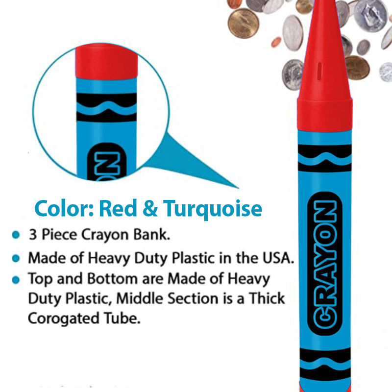 PMU Giant Crayon Bank 36 Inch Pkg/1, Red/Turquoise