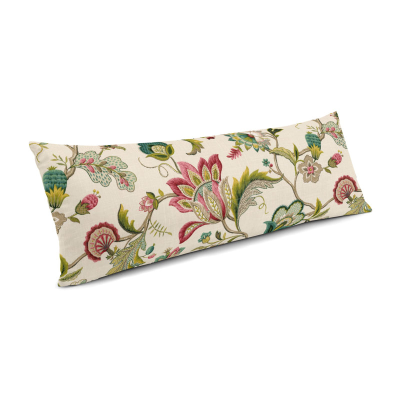 FleurDeLeaf Lumbar Pillow Cover & Insert, Teal/Pink, 14" x 48"