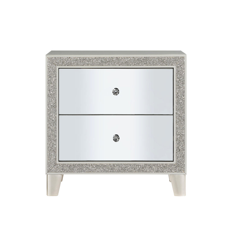 Table de chevet avec panneau frontal champagne