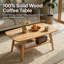 Table basse en bois massif de style Mid-Century moderne avec tablette de rangement, coins arrondis pour le salon et le bureau-76985764