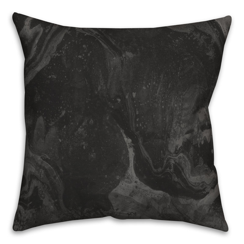 Housse et insert de coussin d'extérieur carré en marbre, Noir
