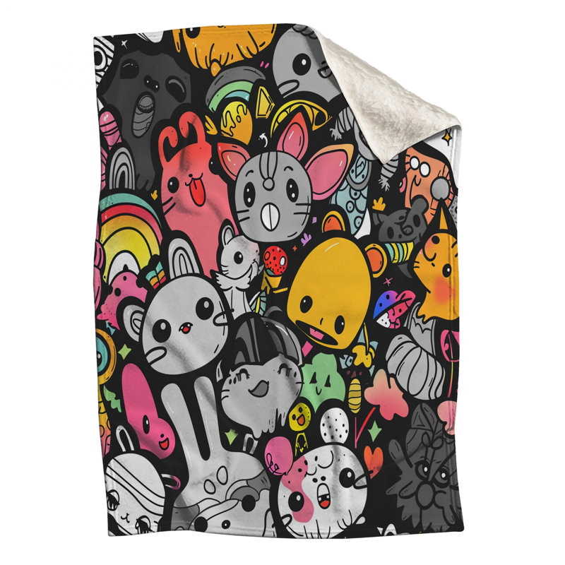 Jeté en polaire de dessin animé - Jetés d'art pour canapés ou lits, L 68 po x H 80 po