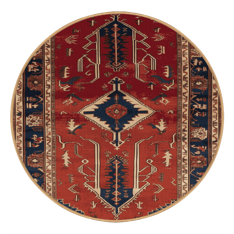 Machine Washable Turkish Brown Area Rug, Round 6'