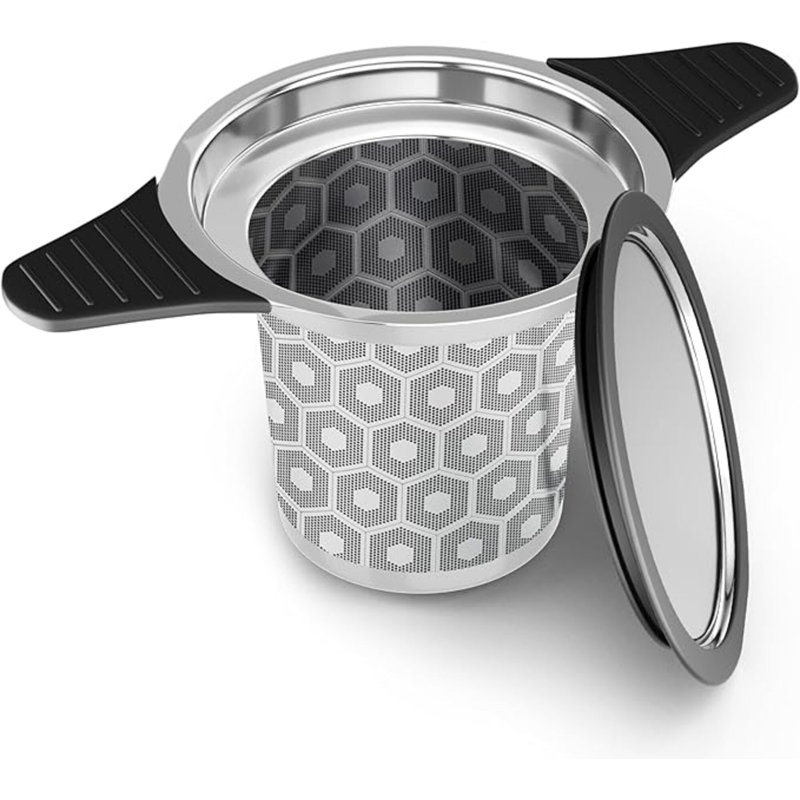 Crépines et filtres à thé extra fins en maille pour tasse à thé simple, acier inoxydable 304 et infuseur à feuille en silicone de qualité alimentaire pour thé noir, café, rooibos, etc.