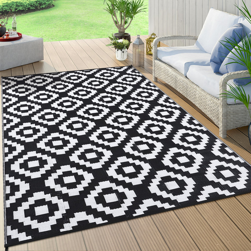 Tapis d'extérieur marocain réversible pour l'extérieur, Rectangle 8 pi x 10 pi