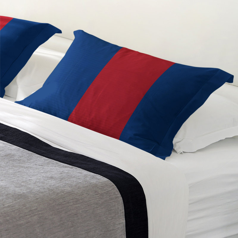 Striped Sham Set, King, Blue/Red, Microfiber