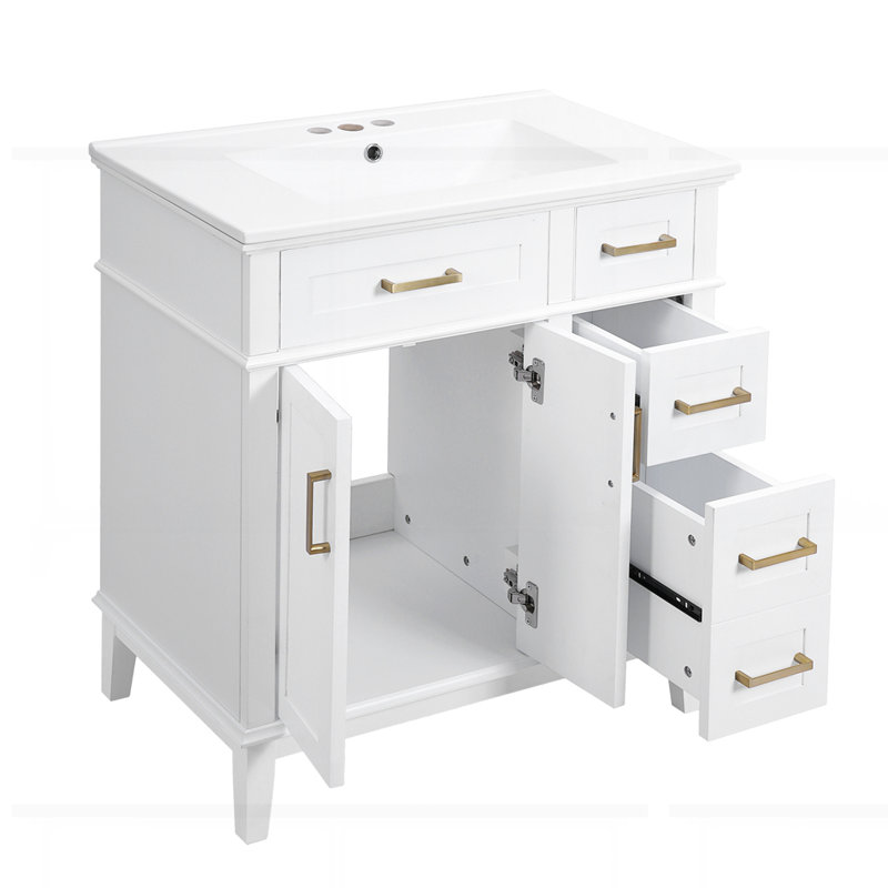Meuble-lavabo 30 po avec lavabo en céramique, Blanc
