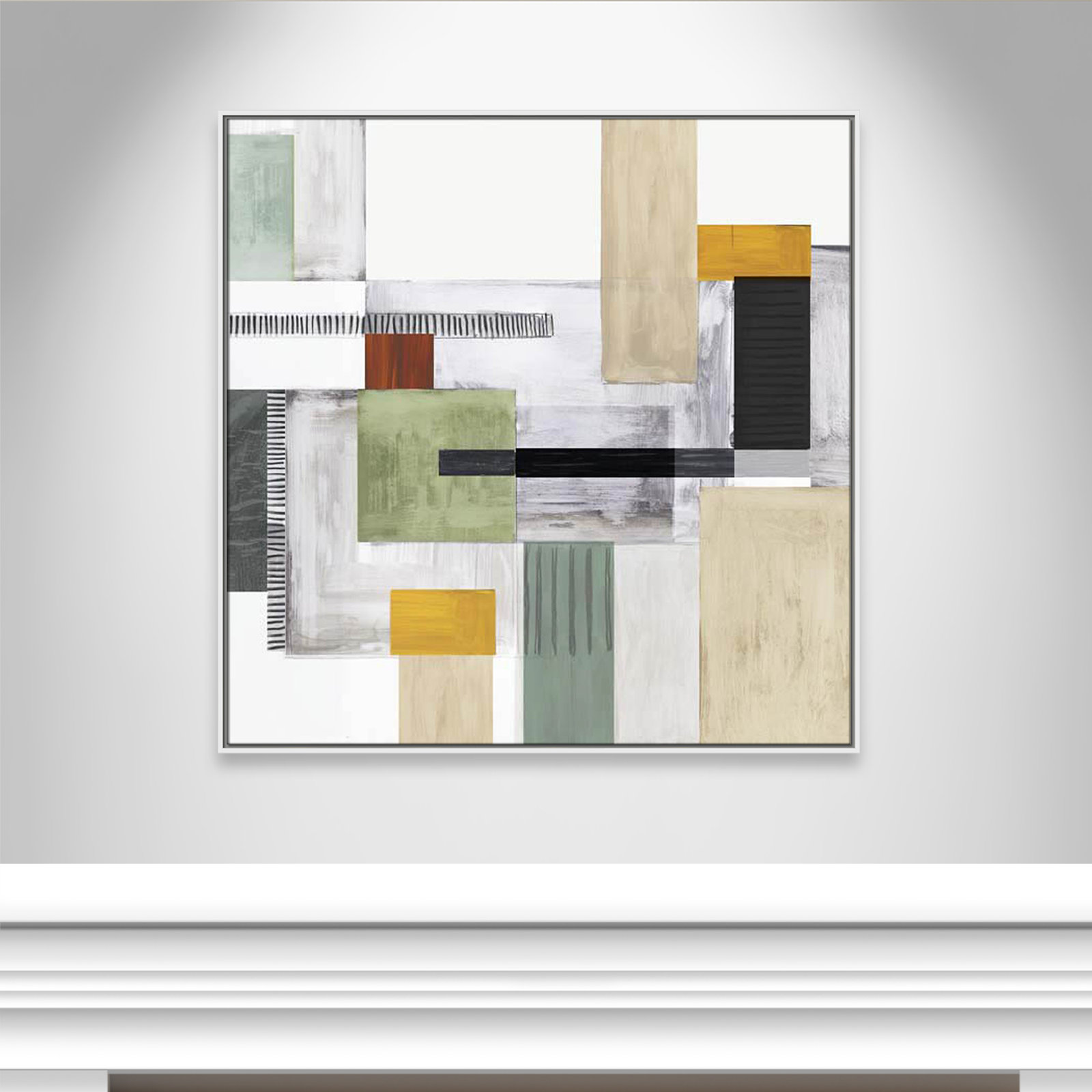 Playful Blocks Print, 41.5" H x 41.5" W x 2" D, White Floater Framed