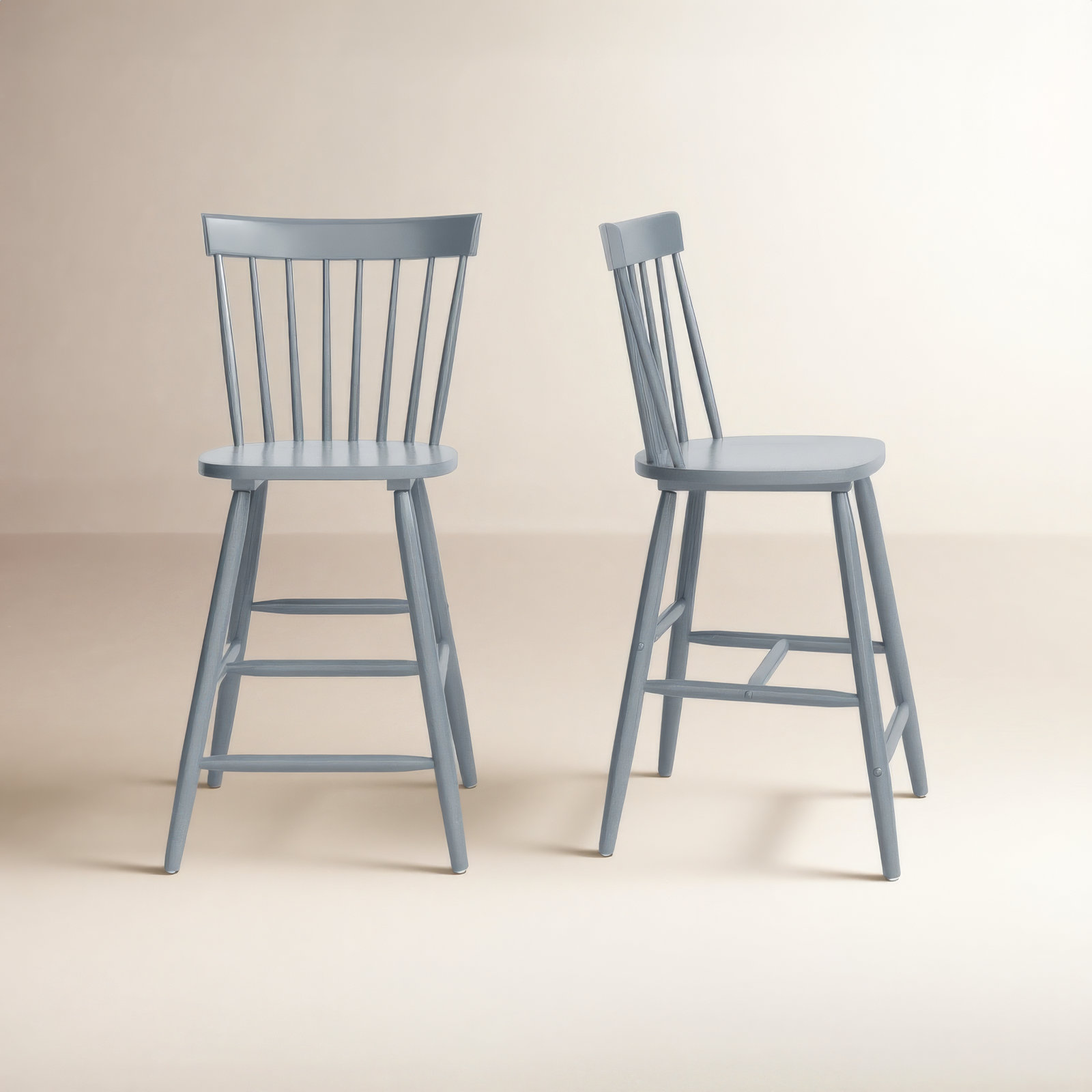 Stacee Solid Wood Bar & Counter Stool, Gray, Counter Stool (24" Seat Height)