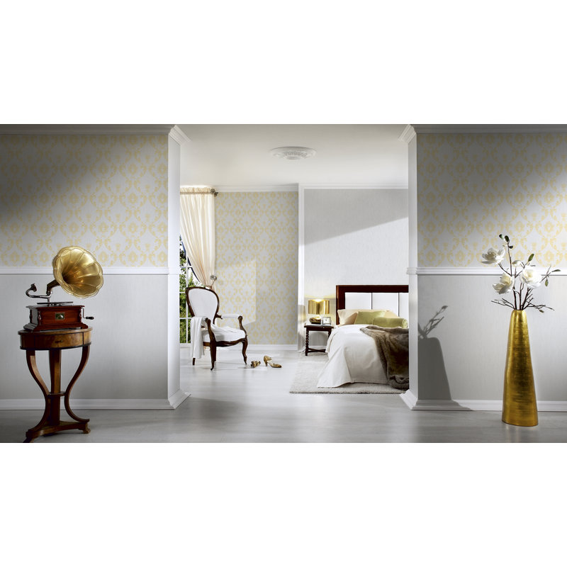 10.05m x 53cm Wallpaper, Metallic/White