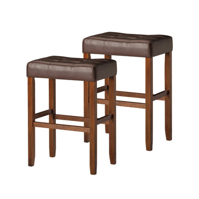 Crosston Upholstered Faux Leather Counter Stool with Solid Wood Frame