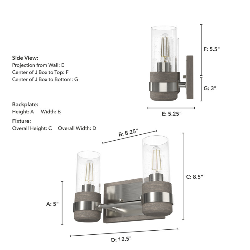 River Mill 2 - Light Dimmable Brushed Nickel Vanity Light