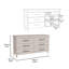 Commode double 6 tiroirs Paris, quatre pieds, plateau supérieur, gris clair