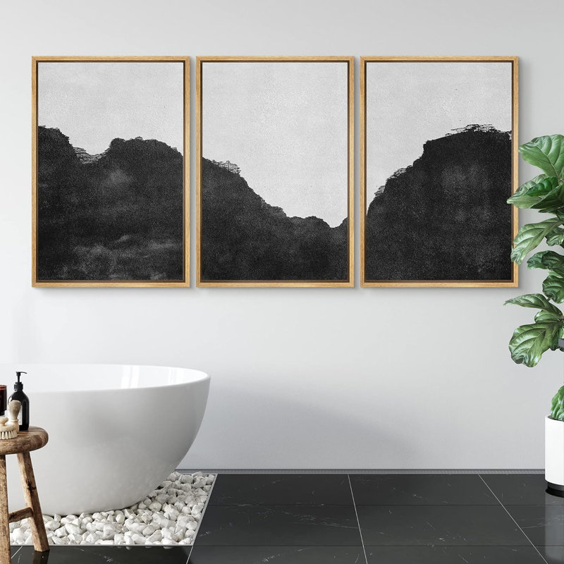«Hillside Cliffmation Nature Rocky Cozy Neutral» - 3 pièces, Naturel, H 24 po x l 16 po